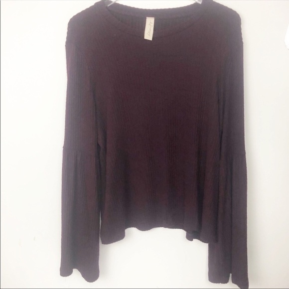 Allison Jay bell sleeve dark burgundy swea… - Picture 1 of 5